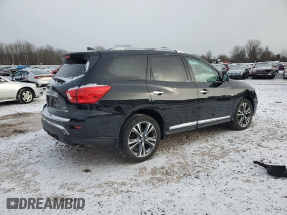 2020 Nissan Pathfinder Platinum with VIN 5N1DR2DM7LC624585, listed as a Copart auction lot 83628704 with 53,321 mi miles and Salvage Title. Bid and sale history available at carsss.com. Image 3.