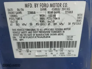 2007 Ford Escape XLT with VIN 1FMYU031X7KA25204, listed as a Copart auction lot 48975175 with 163,354 mi miles and Salvage Title. Bid and sale history available at carsss.com. Image 13.