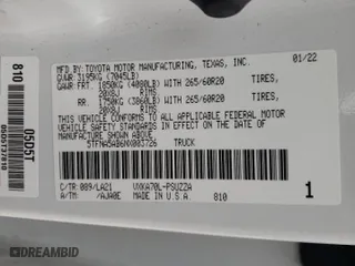 2022 Toyota Tundra 2WD Platinum with VIN 5TFNA5AB6NX003726, listed as a Copart auction lot 69110202 with 5,665 mi miles. Bid and sale history available at carsss.com. Image 13.
