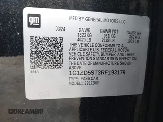 2024 Chevrolet Malibu LT with VIN 1G1ZD5ST3RF193179, listed as a IAAI auction lot 41832808 with 4,159 mi miles and . Bid and sale history available at DreamBid. Image 9.