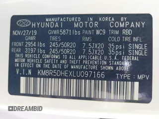 2020 Hyundai Palisade Limited with VIN KM8R5DHEXLU097166, listed as a IAAI auction lot 41480825 with 79,500 mi miles and . Bid and sale history available at DreamBid. Image 9.