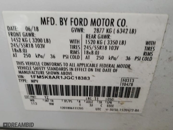2018 Ford Police Interceptor Utility with VIN 1FM5K8AR1JGC18383, listed as a Copart auction lot 87464864 with 0 mi miles and Salvage Title. Bid and sale history available at carsss.com. Image 15.