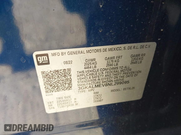 2022 GMC Terrain SLE с VIN 3GKALMEV8NL299095, выставлен на аукционе IAAI как лот 41987277 с пробегом 47 816 миль миль и . История ставок и продаж доступна на DreamBid. Изображение 9.
