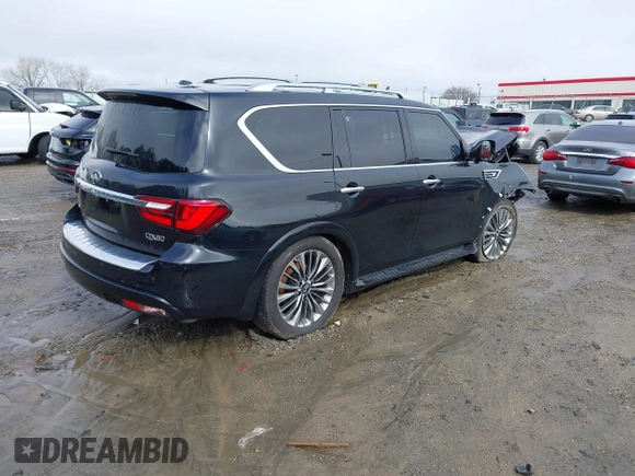 2021 Infiniti QX80 SENSORY with VIN JN8AZ2BE7M9271822, listed as a IAAI auction lot 41572764 with 84,502 mi miles. Bid and sale history available at carsss.com. Image 4.