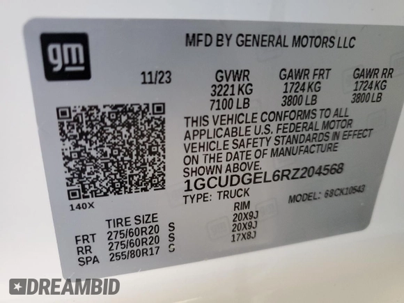 2024 Chevrolet Silverado 1500 LTZ with VIN 1GCUDGEL6RZ204568, listed as a Copart auction lot 48775205 with 10,633 mi miles and Salvage Title. Bid and sale history available at DreamBid. Image 13.