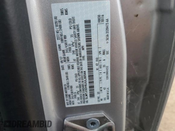 2018 Lincoln MKC Reserve with VIN 5LMTJ3DH6JUL00544, listed as a Copart auction lot 41701355 with 24,453 mi miles and Salvage Title. Bid and sale history available at DreamBid. Image 14.