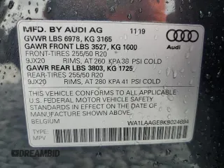 2019 Audi e-tron Premium Plus z VIN WA1LAAGE8KB024694, wystawiony jako Copart lot #54429195 z przebiegiem 46 534 mil mil oraz Szkoda całkowita • Salvage title. Historia ofert i sprzedaży dostępna na DreamBid. Obrazek 14.
