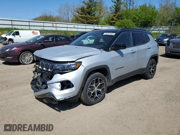 2024 Jeep Compass Limited z VIN 3C4NJDCN1RT151236, wystawiony jako Copart lot #56167405 z przebiegiem 6 458 mil mil oraz Szkoda całkowita • Salvage title. Historia ofert i sprzedaży dostępna na DreamBid. Obrazek 1.