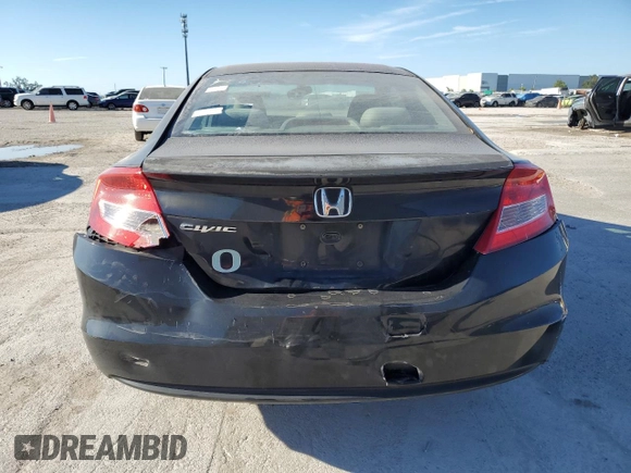 2012 Honda Civic Cpe LX with VIN 2HGFG3B52CH565934, listed as a Copart auction lot 74461284 with 259,290 mi miles and Salvage Title. Bid and sale history available at carsss.com. Image 6.