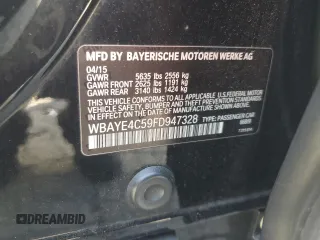 2015 BMW 7 Series 740Li with VIN WBAYE4C59FD947328, listed as a Copart auction lot 68987863 with 117,312 mi miles and . Bid and sale history available at DreamBid. Image 13.