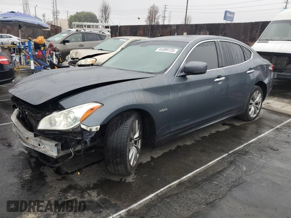 2012 Infiniti M Hybrid with VIN JN1EY1AP7CM910647, listed as a Copart auction lot 44309725 with 97,833 mi miles and Salvage Title. Bid and sale history available at carsss.com. Image 1.