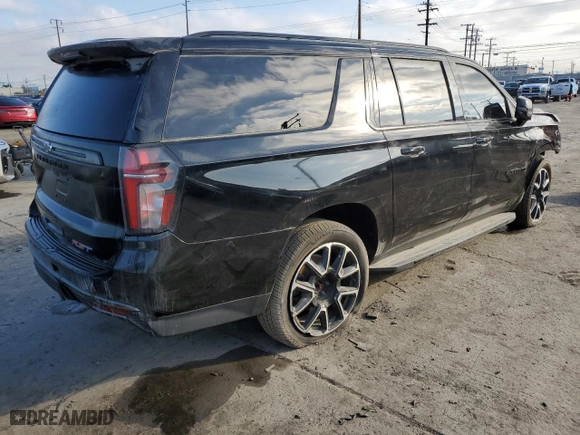 2022 Chevrolet Suburban RST with VIN 1GNSCEKD8NR205606, listed as a Copart auction lot 43213945 with NaN miles and Salvage Title. Bid and sale history available at carsss.com. Image 3.