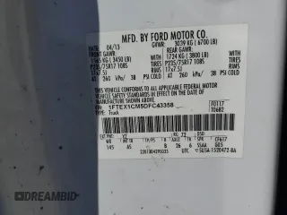 2013 Ford F-150 XL с VIN 1FTEX1CM5DFC43358, выставлен на аукционе Copart как лот 57184265 с пробегом 346 103 миль миль и Списание • Salvage title. История ставок и продаж доступна на DreamBid. Изображение 12.