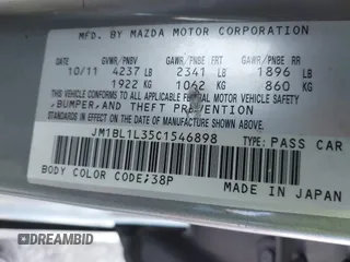 2012 Mazda 3 Mazdaspeed3 Touring with VIN JM1BL1L35C1546898, listed as a IAAI auction lot 41830040 with 170,532 mi miles and . Bid and sale history available at DreamBid. Image 9.