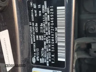 2015 Kia Optima LX with VIN 5XXGM4A72FG469281, listed as a Copart auction lot 83656144 with 129,491 mi miles and Salvage Title. Bid and sale history available at DreamBid. Image 12.