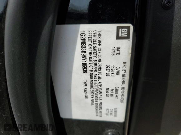 2006 Pontiac Solstice z VIN 1G2MB33B96Y106939, wystawiony jako Copart lot #51606095 z przebiegiem 91 707 mil mil oraz Szkoda całkowita • Salvage title. Historia ofert i sprzedaży dostępna na DreamBid. Obrazek 12.