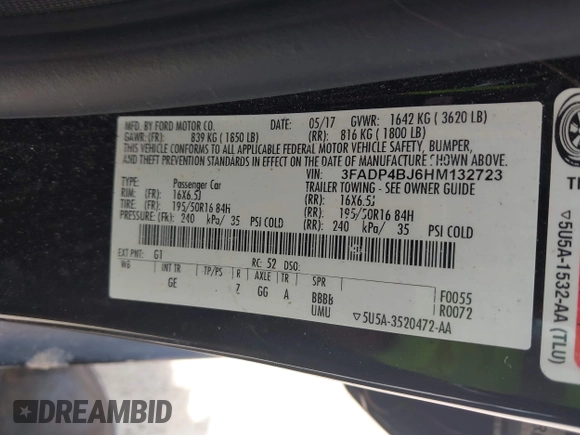 2017 Ford Fiesta SE с VIN 3FADP4BJ6HM132723, выставлен на аукционе IAAI как лот 42221255 с пробегом 128 679 миль миль и . История ставок и продаж доступна на DreamBid. Изображение 9.