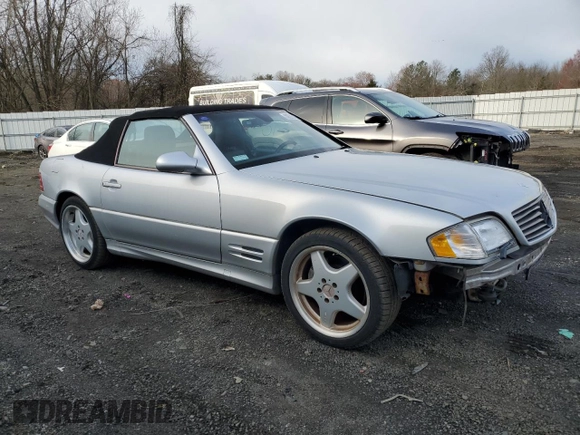 2001 Mercedes-Benz SL 500 with VIN WDBFA68F31F196516, listed as a Copart auction lot 50635005 with 61,682 mi miles and Salvage title. Bid and sale history available at DreamBid. Image 4.