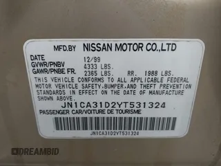 2000 Nissan Maxima GXE z VIN JN1CA31D2YT531324, wystawiony jako IAAI lot #42126970 z przebiegiem 141 864 mil mil oraz . Historia ofert i sprzedaży dostępna na DreamBid. Obrazek 9.
