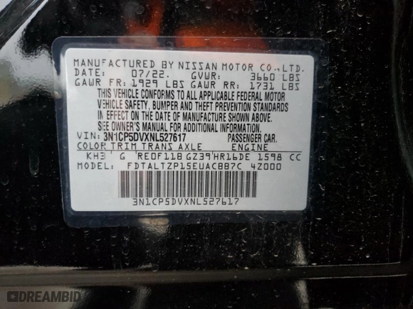 2022 Nissan Kicks SR with VIN 3N1CP5DVXNL527617, listed as a Copart auction lot 80973234 with 30,914 mi miles and Salvage Title. Bid and sale history available at carsss.com. Image 13.