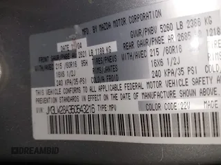 2005 Mazda MPV LX with VIN JM3LW28A350543216, listed as a IAAI auction lot 41417804 with 199,851 mi miles. Bid and sale history available at carsss.com. Image 9.