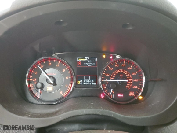 2016 Subaru WRX with VIN JF1VA1B65G9822007, listed as a Copart auction lot 45177615 with 76,642 mi miles and Salvage Title. Bid and sale history available at carsss.com. Image 9.