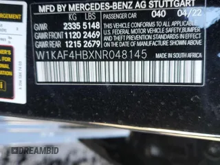 2022 Mercedes-Benz C 300 z VIN W1KAF4HBXNR048145, wystawiony jako Copart lot #49317815 z przebiegiem 54 809 mil mil oraz Szkoda całkowita • Salvage title. Historia ofert i sprzedaży dostępna na DreamBid. Obrazek 15.