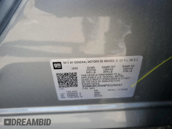 2023 Chevrolet Blazer LT with VIN 3GNKBCR44PS126057, listed as a Copart auction lot 52171155 with 16,230 mi miles and Salvage title. Bid and sale history available at DreamBid. Image 13.