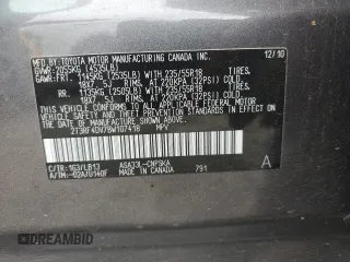 2011 Toyota RAV4 Sport with VIN 2T3RF4DV7BW107418, listed as a Copart auction lot 60255935 with 70,483 mi miles and Salvage title. Bid and sale history available at DreamBid. Image 12.