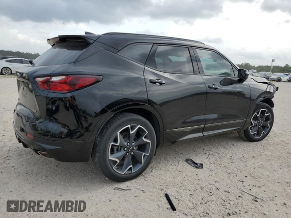 2022 Chevrolet Blazer RS with VIN 3GNKBERS0NS112129, listed as a Copart auction lot 55105345 with 27,600 mi miles and Salvage title. Bid and sale history available at DreamBid. Image 3.