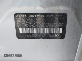 2023 Mitsubishi Mirage SE z VIN ML32FVFJ5PHF03075, wystawiony jako IAAI lot #41560688 z przebiegiem 29 825 mil mil oraz . Historia ofert i sprzedaży dostępna na DreamBid. Obrazek 9.