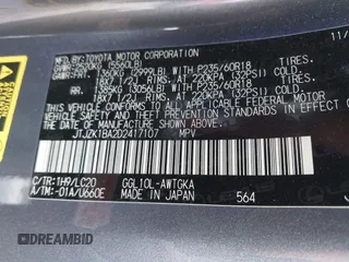 2013 Lexus RX 350 with VIN JTJZK1BA2D2417107, listed as a IAAI auction lot 42005949 with 89,915 mi miles and . Bid and sale history available at DreamBid. Image 9.