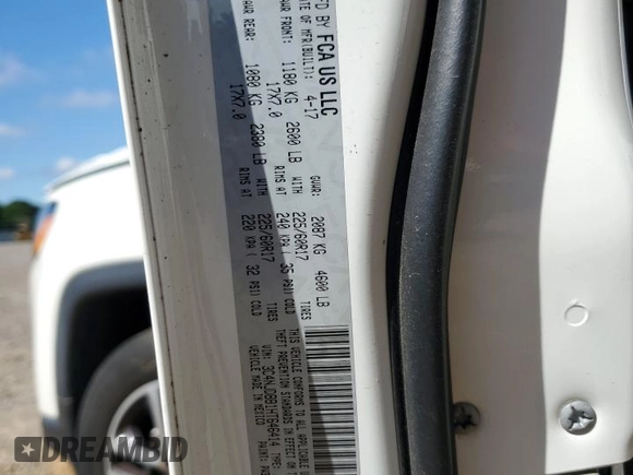 2017 Jeep Compass Latitude with VIN 3C4NJDBB1HT646414, listed as a Copart auction lot 53825075 with 81,593 mi miles and Salvage Title. Bid and sale history available at carsss.com. Image 13.