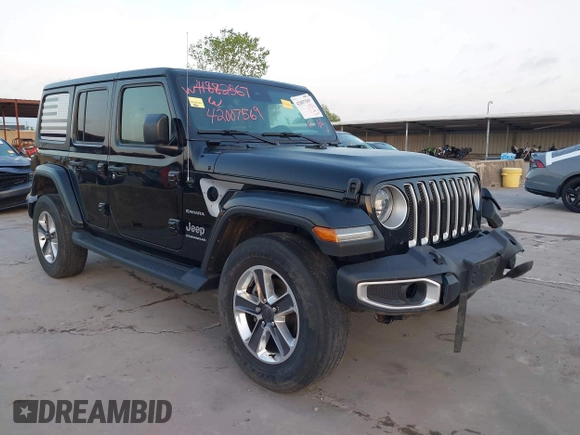 2023 Jeep Wrangler Sahara with VIN 1C4HJXEN5PW508257, listed as a IAAI auction lot 42007569 with 34,990 mi miles and . Bid and sale history available at DreamBid. Image 1.