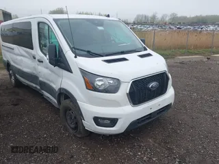 2023 Ford Transit Passenger XL with VIN 1FBAX2YG1PKA92302, listed as a IAAI auction lot 42187709 with 76,445 mi miles. Bid and sale history available at carsss.com. Image 1.