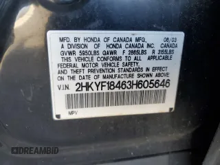 2003 Honda Pilot EX with VIN 2HKYF18463H605646, listed as a Copart auction lot 84738854 with 233,964 mi miles and Salvage Title. Bid and sale history available at DreamBid. Image 13.