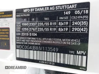 2018 Mercedes-Benz GLC 300 z VIN WDC0G4JB8JV113549, wystawiony jako IAAI lot #41801237 z przebiegiem Nie podano mil oraz . Historia ofert i sprzedaży dostępna na DreamBid. Obrazek 9.