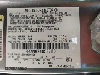2013 Ford Fusion SE with VIN 3FA6P0H74DR185110, listed as a IAAI auction lot 42046700 with 188,909 mi miles. Bid and sale history available at carsss.com. Image 9.