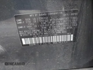 2023 Subaru Outback Wilderness with VIN 4S4BTGUD6P3211293, listed as a IAAI auction lot 41831669 with Not Provided miles and . Bid and sale history available at DreamBid. Image 9.