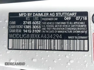 2019 Mercedes-Benz S-Class AMG S 63 with VIN WDDUG8JBXKA434294, listed as a IAAI auction lot 41239594 with 65,778 mi miles. Bid and sale history available at carsss.com. Image 9.