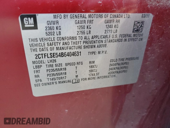 2011 GMC Terrain SLE-2 z VIN 2CTFLSE54B6404631, wystawiony jako Copart lot #46113255 z przebiegiem 88 821 mil mil oraz Szkoda całkowita • Salvage title. Historia ofert i sprzedaży dostępna na DreamBid. Obrazek 13.