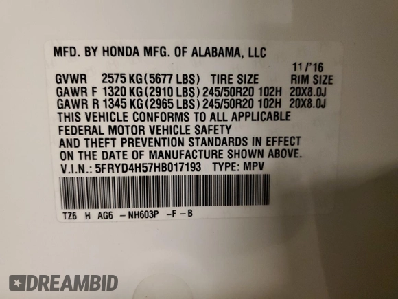 2017 Acura MDX w/Technology Pkg with VIN 5FRYD4H57HB017193, listed as a Copart auction lot 45885805 with 135,092 mi miles and Salvage Title. Bid and sale history available at carsss.com. Image 14.