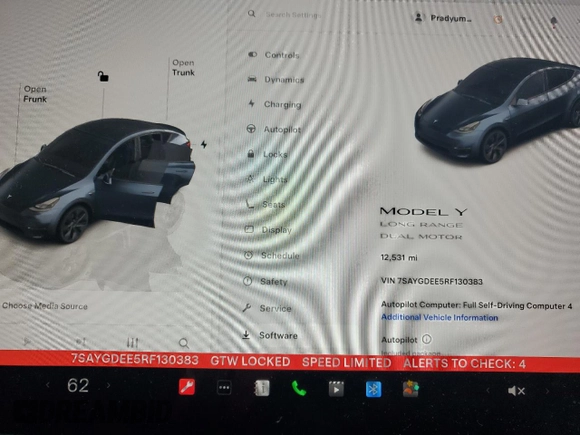 2024 Tesla Model Y Long Range с VIN 7SAYGDEE5RF130383, выставлен на аукционе Copart как лот 60263265 с пробегом 12 531 миль миль и Списание • Salvage title. История ставок и продаж доступна на DreamBid. Изображение 9.