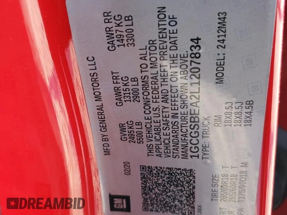 2020 Chevrolet Colorado 2WD Work Truck z VIN 1GCGSBEA2L1207834, wystawiony jako Copart lot #52143015 z przebiegiem 46 868 mil mil oraz Szkoda całkowita • Salvage title. Historia ofert i sprzedaży dostępna na DreamBid. Obrazek 14.