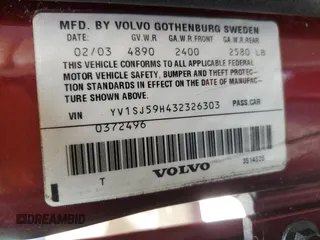2003 Volvo V70 с VIN YV1SJ59H432326303, выставлен на аукционе Copart как лот 46673935 с пробегом 373 432 миль миль и Списание • Salvage title. История ставок и продаж доступна на DreamBid. Изображение 12.