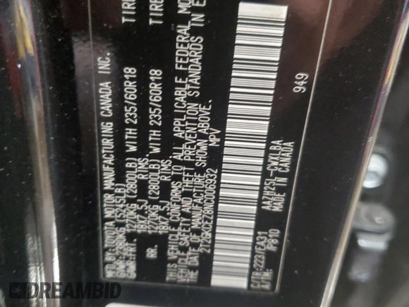 2022 Lexus NX 350h Premium with VIN 2T2GKCEZ8NC006932, listed as a Copart auction lot 57893595 with 47,342 mi miles and Salvage title. Bid and sale history available at DreamBid. Image 13.