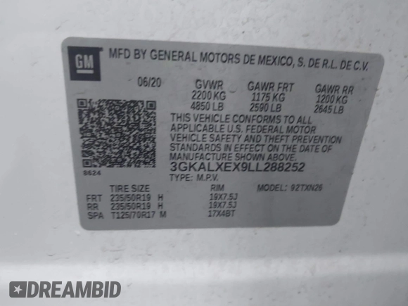 2020 GMC Terrain Denali with VIN 3GKALXEX9LL288252, listed as a IAAI auction lot 41704507 with 83,891 mi miles and . Bid and sale history available at DreamBid. Image 9.