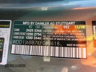 2019 Mercedes-Benz E-Class AMG E 53 with VIN WDD1J6BB7KF088618, listed as a Copart auction lot 81645394 with 39,364 mi miles and Salvage Title. Bid and sale history available at carsss.com. Image 14.