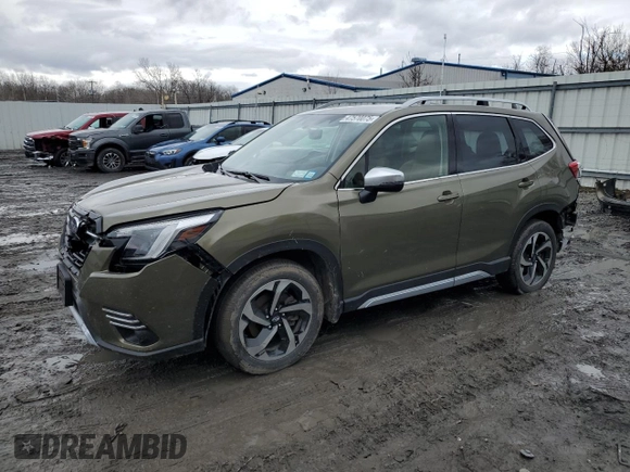 2023 Subaru Forester Touring z VIN JF2SKARC3PH536539, wystawiony jako Copart lot #47570075 z przebiegiem 10 598 mil mil oraz Szkoda całkowita • Salvage title. Historia ofert i sprzedaży dostępna na DreamBid. Obrazek 1.