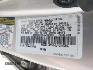 2004 Toyota Camry LE z VIN 4T1BE32K64U799027, wystawiony jako IAAI lot #42322301 z przebiegiem 89 437 mil mil oraz . Historia ofert i sprzedaży dostępna na DreamBid. Obrazek 9.